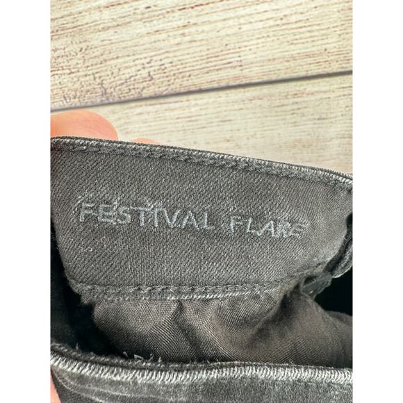 American Eagle Button Fly Festival Flare Jeans Womens 6 Regular Black Stretch - Picture 9 of 12
